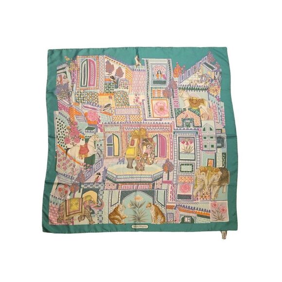 Salvatore Ferragamo silk scarf 34.5” x 34.5” INDIA - Picture 1 of 5